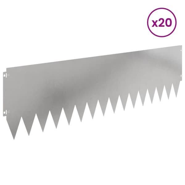Kant för gräsmatta 20 pcs 103 x 30 cm Stål Silver