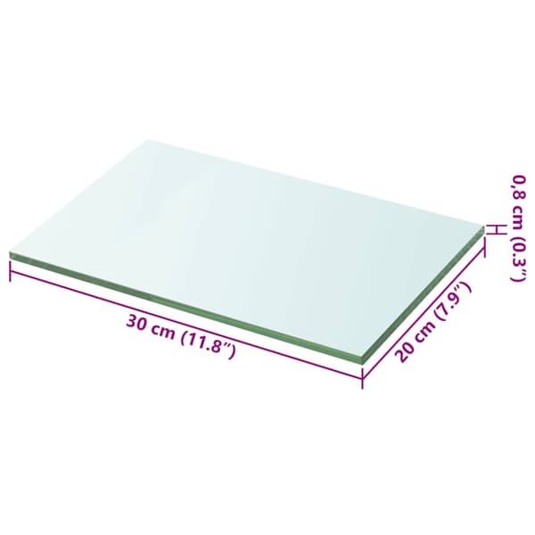 Hyllplan 2 st glas genomskinlig 20x30 cm