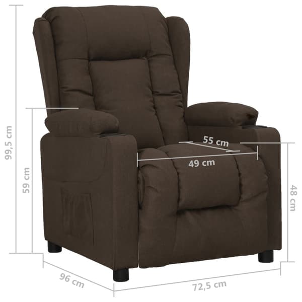 Reclinerfåtölj mörkbrun tyg