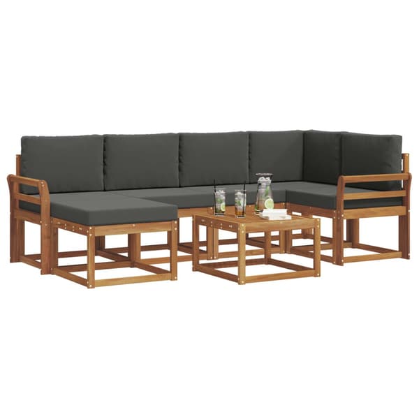 Utomhussoffset med kudde 7 pcs Naturlig och Antracit