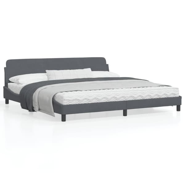 Bed Frame "Dover" Dark Grey 200x200 cm Velvet