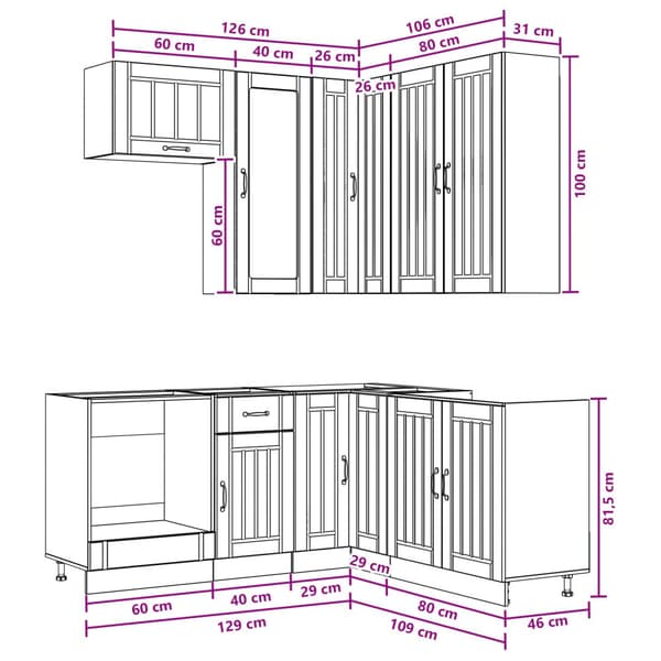Köksenhet LUCCA 8 pcs Rökt ek Konstruerat trä