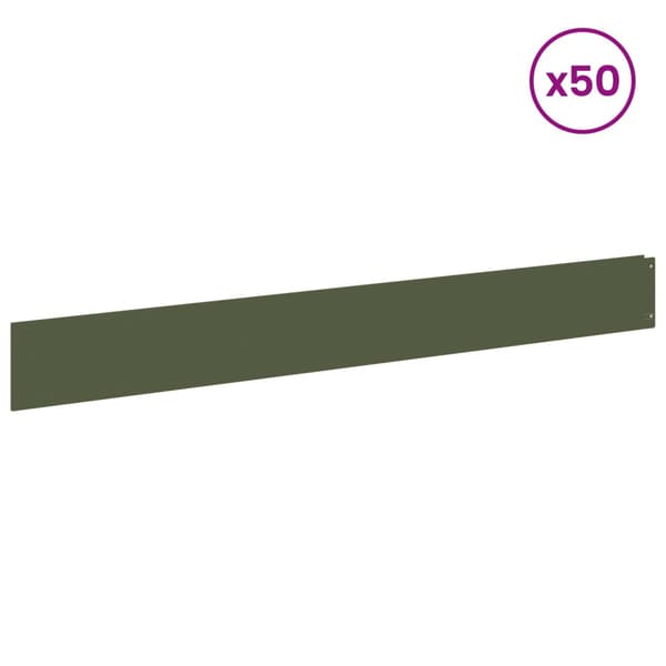 Kant för gräsmatta 50 pcs 100 x 12 cm Stål Olivgrön