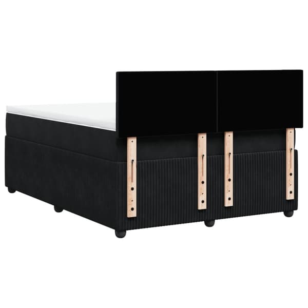 Ramsäng med madrass svart 140x190 cm sammet