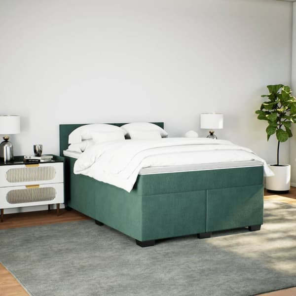 Ramsäng med madrass mörkgrön 140x190 cm sammet