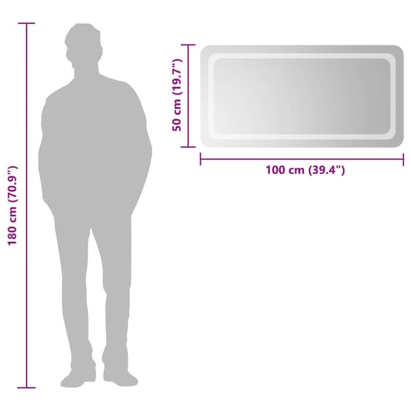 LED Badrumsspegel Transparent 100 x 50 cm härdat glas
