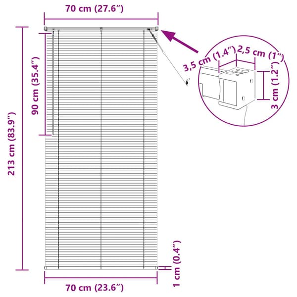 Persienn Svart 213 x 70 cm PVC