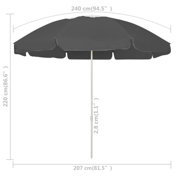 Strandparasoll antracit 240 cm