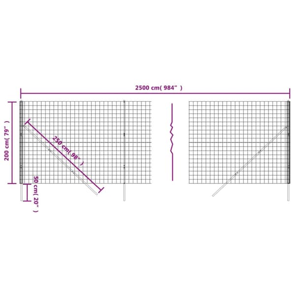 Stängsel grön 2x25 m galvaniserat stål