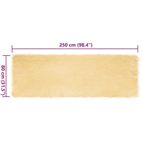 Fuskfäll matta TAFALLA Gräddvit 80 x 250 cm Polyester