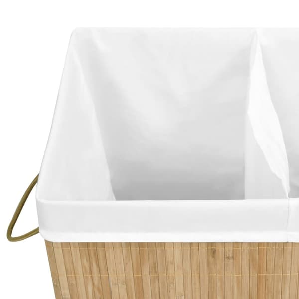 Tvättkorg bambu med 2 sektioner 100 L