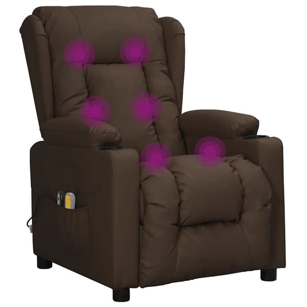 Elektrisk massagefåtölj brun konstläder