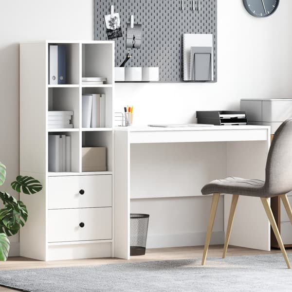 Skrivbord med låda 2 pcs Vit