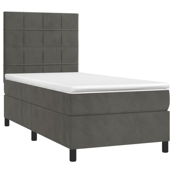Ramsäng med madrass mörkgrå 100x200 cm sammet