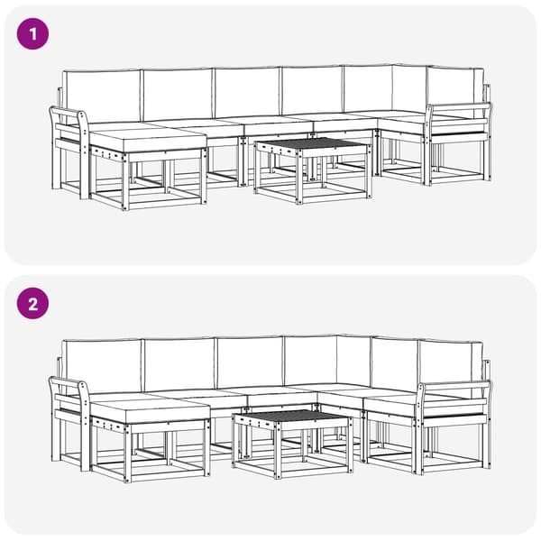 Utomhussoffset med kudde 8 pcs Vit och antracit Polyester