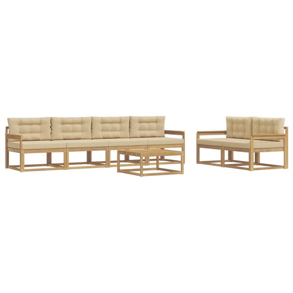 Utomhussoffset med kudde 6 pcs Vit och Beige