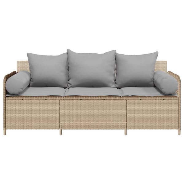 Trädgårdssoffa 3-sits med dynor konstrotting beige