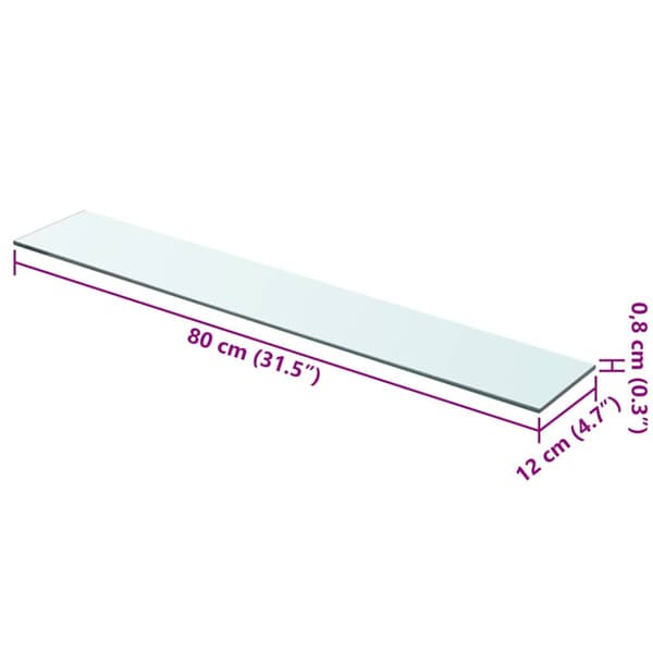 Hyllplan glas genomskinlig 80x12 cm