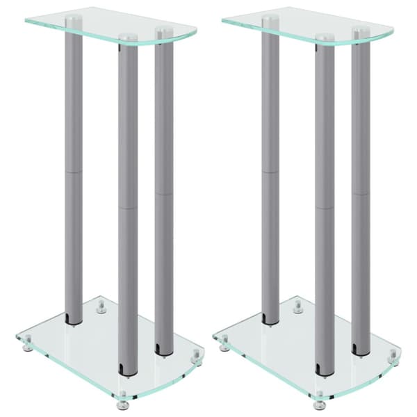 vidaL Högtalarstativ 2 st härdat glas 3 pelare silver