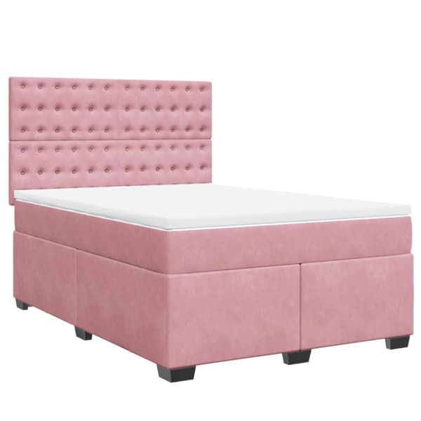 Ramsäng med madrass rosa 140x200 cm sammet
