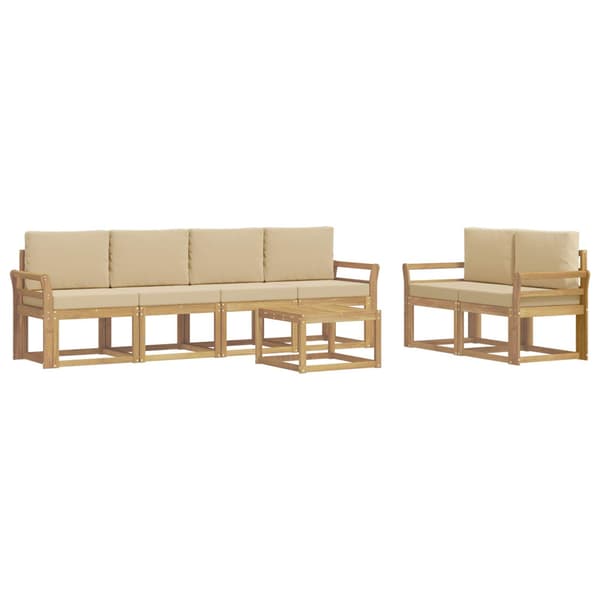 Utomhussoffset med kudde 7 pcs Vit och Beige