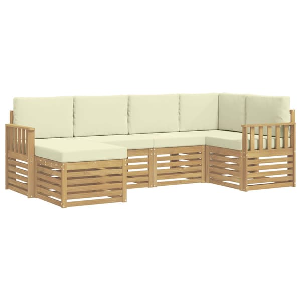 Utomhussoffset 6 pcs Vit och grädde Polyester