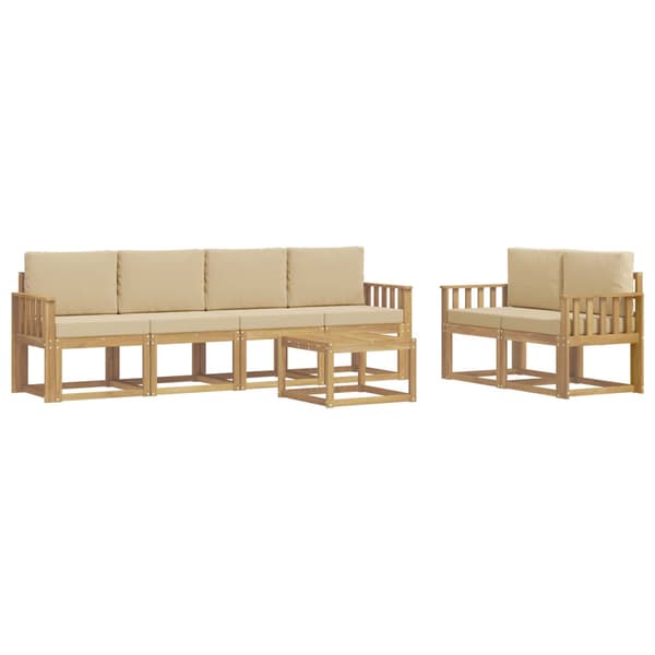 Utomhussoffset med kudde 7 pcs Vit och Beige
