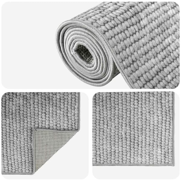 Matta Grå 80 x 200 cm 100% Polyester 3 mm Tvättbar