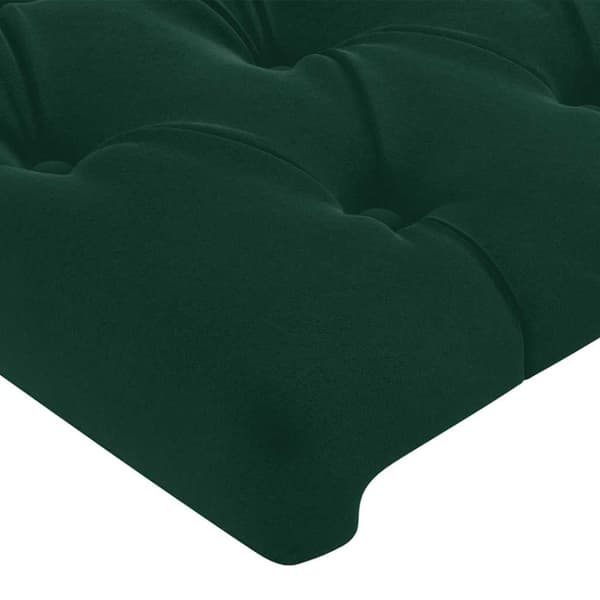 Sänggavel LED mörkgrön 200x7x118/128 cm sammet