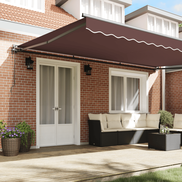 Markisram Brun 500 × 300 cm Polyester med PU-beläggning