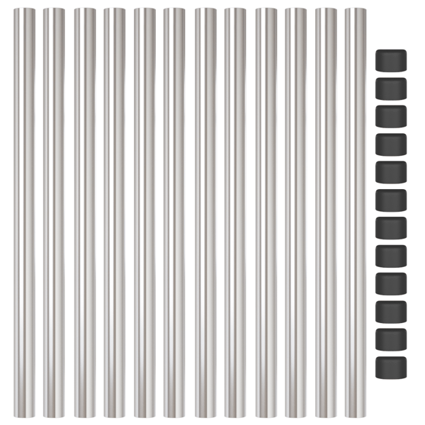 Stängselstolpe 12 pcs Silver 60 cm Pulverlackerad stål