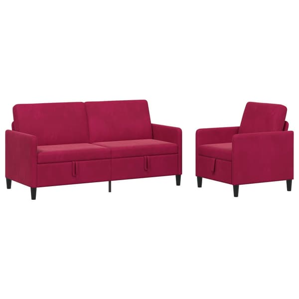 Soffgrupp med förvaring 2 st Vinröd Polyester