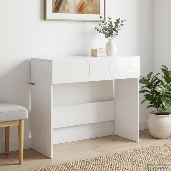 Konsolbord Vit högglans 96,5 x 38 x 75 cm Konstruerat trä