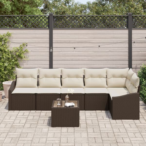 Soffset med kudde 7 pcs Brun konstrotting
