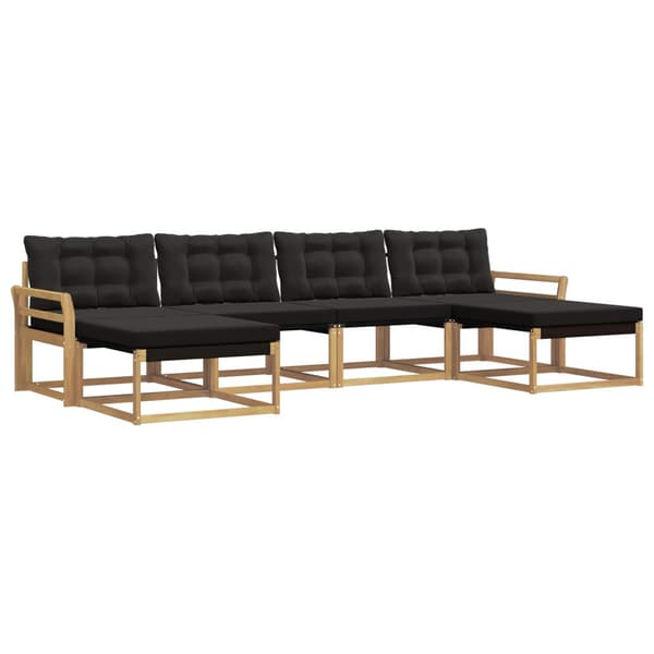 Utomhussoffset med kudde 6 pcs Vit och svart