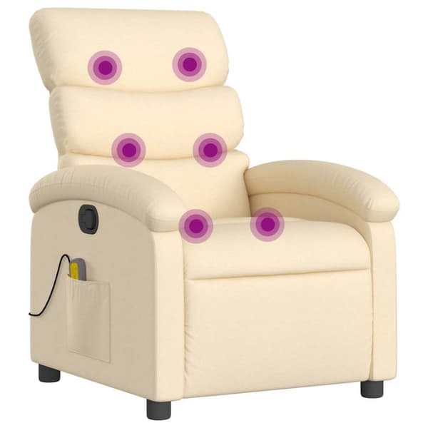 Massagefåtölj krämfärgad tyg