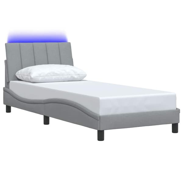 Bed Frame without Mattress "Hanko" Light Grey 90x190cm Fabric