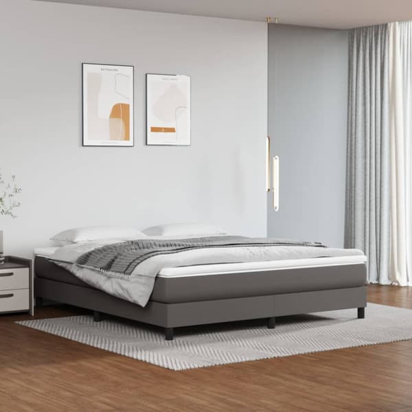 Boxspring-sängram grå 160x200 cm konstläder