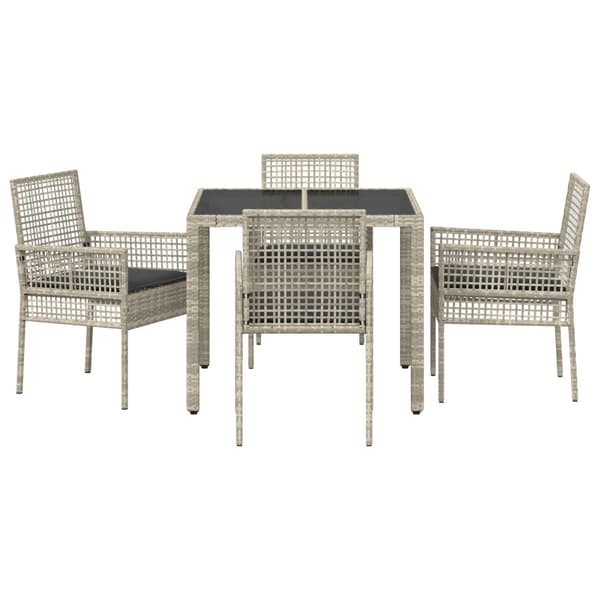 Trädgårdsmöbelset 5 pcs Ljusgrå konstrotting