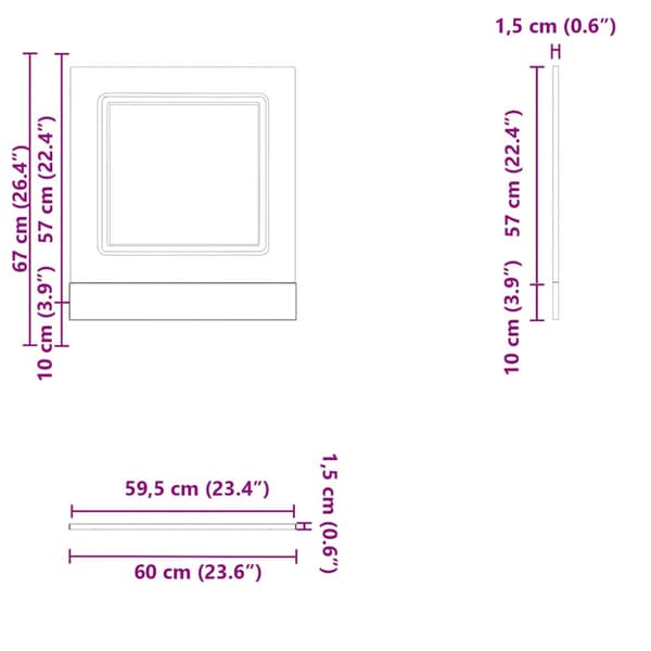 Diskmaskinspanel högglans vit 60x1,5x57 cm konstruerat trä