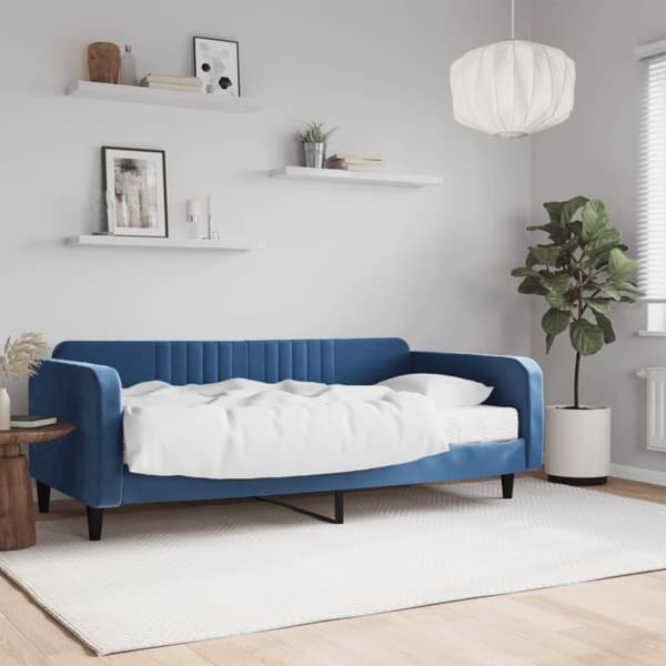 Dagbädd med madrass blå 100x200 cm sammet