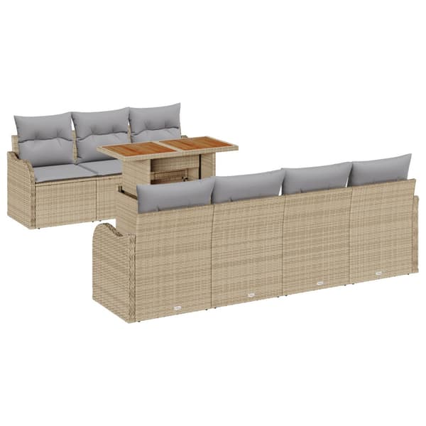 Trädgårdsoffset med kudde 8 pcs beige och ljusgrå