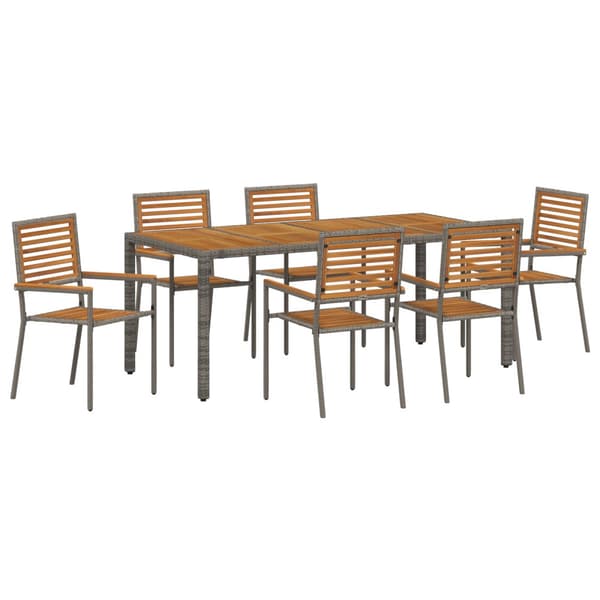 Trädgårdsmöbelset 7 pcs Grå och Brun konstrotting