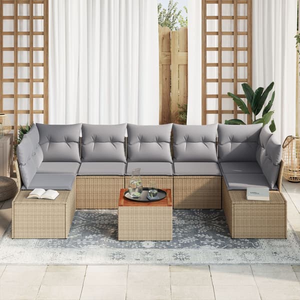 Trädgårdsoffset 8 pcs Beige och Ljusgrå konstrotting