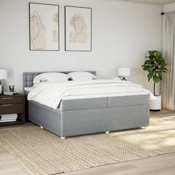 Ramsäng med madrass ljusgrå 200x200 cm tyg