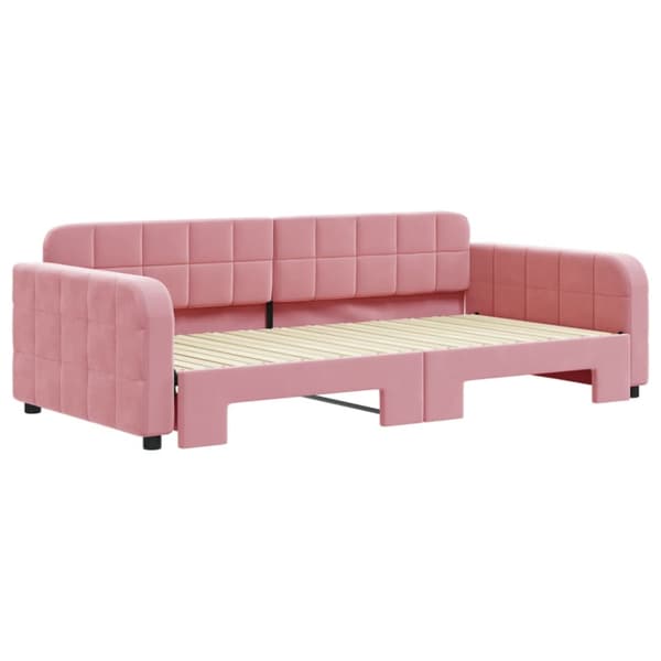 Dagbädd utdragbar rosa 100x200 cm sammet