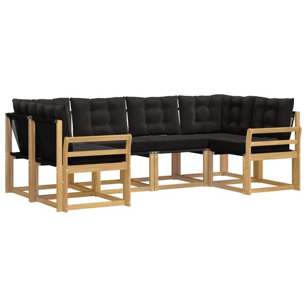 Utomhussoffset med kudde 6 pcs Vit och svart