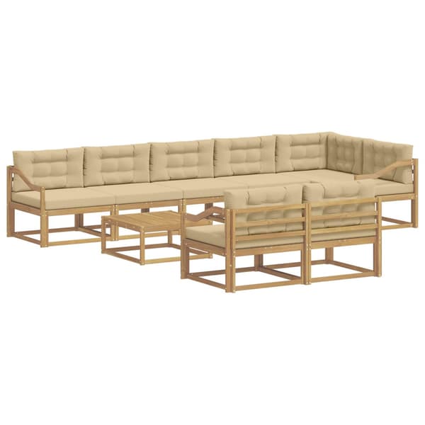 Utomhussoffset 9 pcs Vit och Beige 79 x 79 x 37 cm Polyester