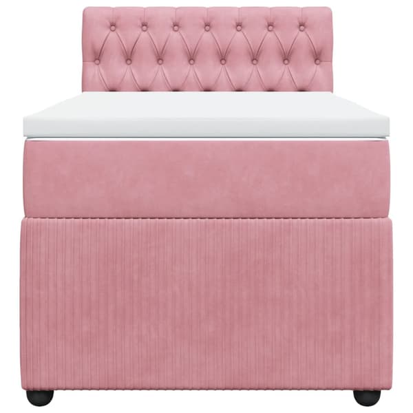 Ramsäng med madrass rosa 90x200 cm sammet