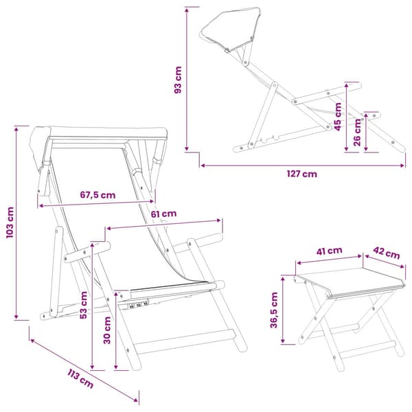 Deck Chair 4 pcs 3 Position Massiv Eukalyptus Trä